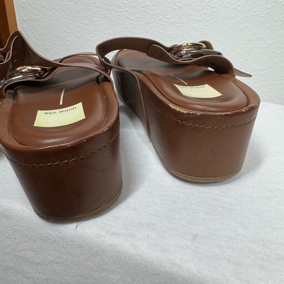 Dolce Vita Cici Slide Platform Brown Faux Leather Buckle Open Toe Sandals Size 7 - Picture 5 of 11